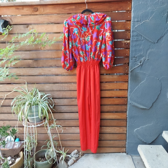 Red Hot Super Flattering Susan Tudor Vintage Jumpsuit Compliment City - Picture 11 of 16